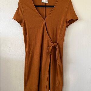 Madewell Rust Wrap Mini Dress